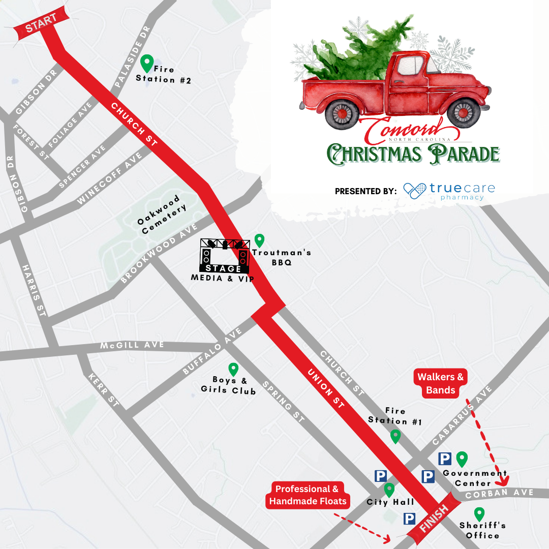 2024 Concord Christmas Parade Route Map